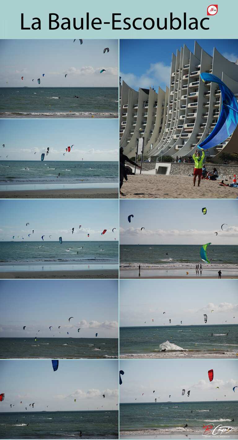 Pratique du kite-surf sur la plage de la baule frontière Pornichet