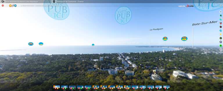 L'avenue Louis Lajarrige 2eme avenue commerçante de La Baule en mode 3V / 360deg - 3V.WORLD Think Wide depuis le Bois d'Amour