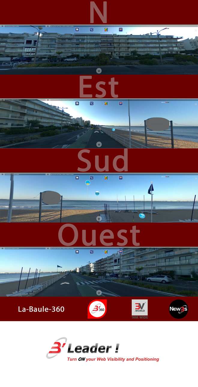 Immobilier Jonas et Tchaïka et Le Solaris situés en face mer au 95 et 94 et 93 bd de l'océan à La Baule 44500 -- Appartements avec vue mer sans vis à vis - A louer - A vendre