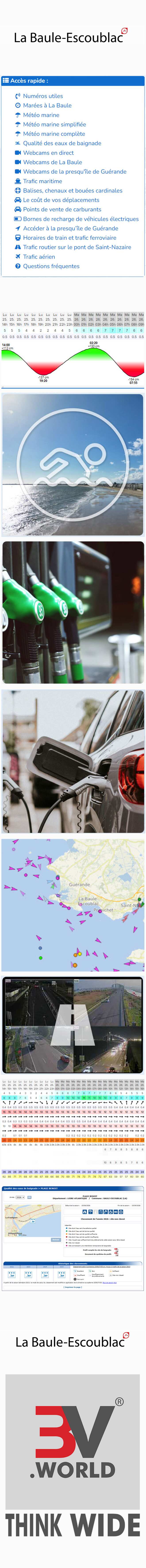 Infos pratiques La Baule et toute la presqu'ile de Guérande : trafic webcam carburants qualité eaux baignade meteo marine